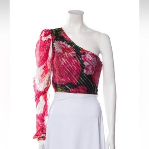 Rococo Sand Floral Print One Shoulder Crop Top Size Small New With Tags